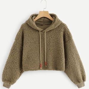 Teddy crop top jacket (L) *Brand New*